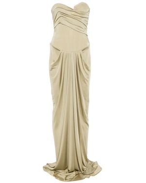 The New Arrivals Ilkyaz Ozel Draped-Corset Maxi Dress - White