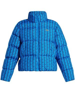 Lacoste Monogram Print Puffer Down Jacket - Blue