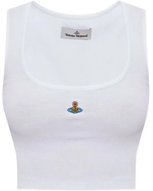 Vivienne Westwood Ribbed Cropped Orb Top - Blue