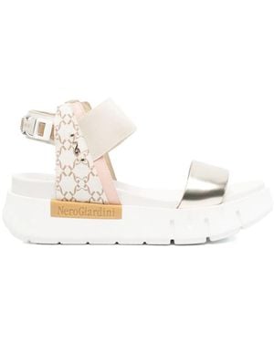 Nero Giardini 55Mm Leather Platform Sandals - White