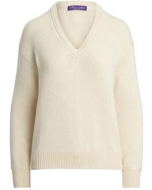 Ralph Lauren V-Neck Knitted Jumper - Natural