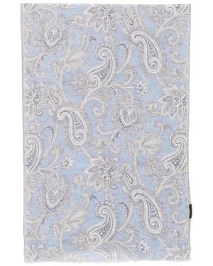 Dell'Oglio Paisley-Print Frayed Scarf - Grey