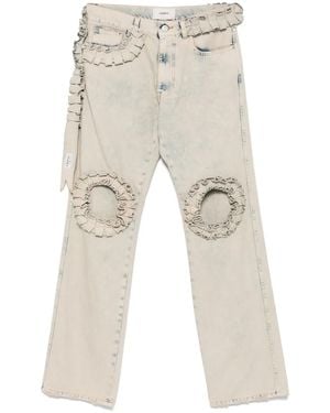 Coperni Ruffle-Detail Boyfriend Jeans - Natural