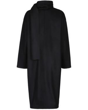Harris Wharf London Attached-Scarf Coat - Black