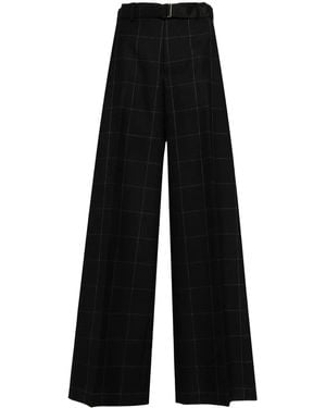 Sacai Pantalones anchos a cuadros - Negro