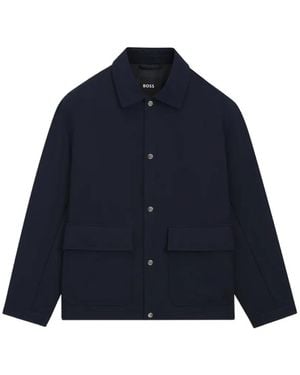 BOSS Press-Stud Flap-Pocket Jacket - Blue