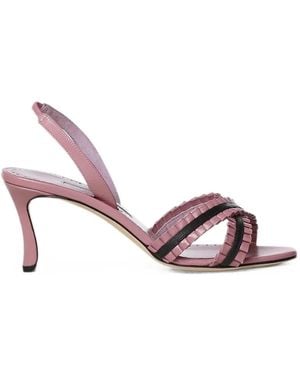 Manolo Blahnik Volusan Ruffled Slingback Sandals - Pink