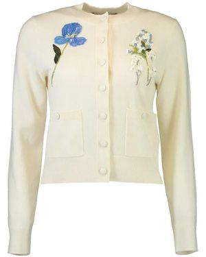 Monique Lhuillier Cárdigan Con Bordado Floral - Blanco