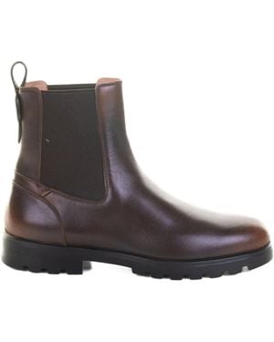 Santoni Elastic-Panelled Leather Boots - Brown
