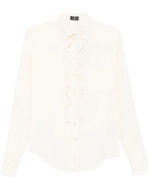 Etro Chemise Volantée À Motif Cachemire - Blanc