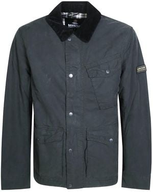 Barbour Winter Drifter Washed Waxed-Cotton Military Jacket - Blue