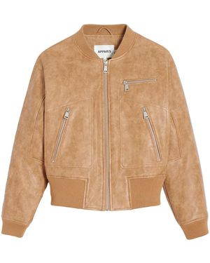 Apparis Faux-Leather Bomber Jacket - Natural