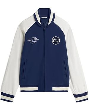 Tommy Hilfiger Logo-Embroidered Bomber Jacket - Blue