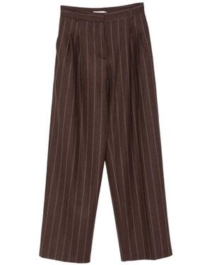 Barba Napoli Pinstripe-Pattern Pleated Pants - Brown