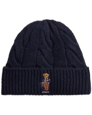 Polo Ralph Lauren Polo Bear Cable-Knit Beanie Hat - Blue