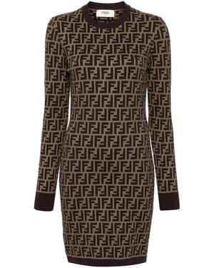 Fendi Chic Long Sleeved Mini Dress - Brown