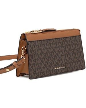 MICHAEL Michael Kors Large Monogram Zip-Top Cross-Body Bag - Brown