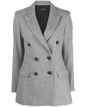 Rag & Bone Double-Breasted Virgin Wool-Blend Blazer - Gray