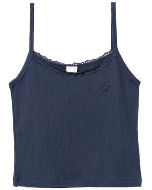 AAPE BY A BATHING AP Lace-Trim Ribbed Camisole - Blue