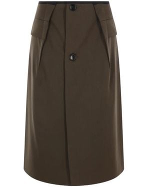 Ter Et Bantine Button-Fastening Pleat-Detail Midi Skirt - Green