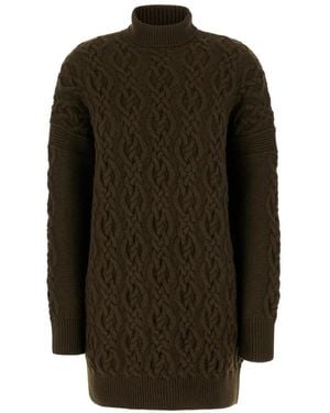 Max Mara Cable-Knit Mini Dress - Green
