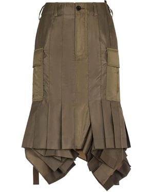 Sacai Twill pleated cargo skirt - Grün