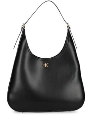 Calvin Klein Logo-Plaque Shoulder Bag - Black