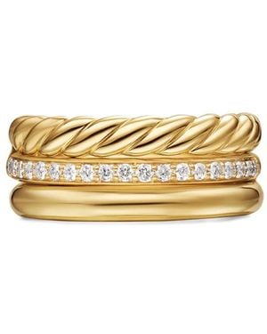 David Yurman 18Kt Dy Mercer Three Row Gelbgoldring Mit Diamanten - Mettallic