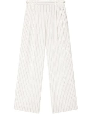 Sandro ストライプ ワイドパンツ - ホワイト