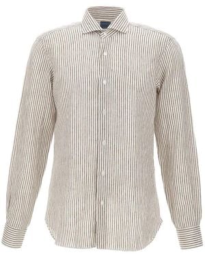 メンズ Barba Napoli ストライプ ボタン シャツ ブルー | Lyst