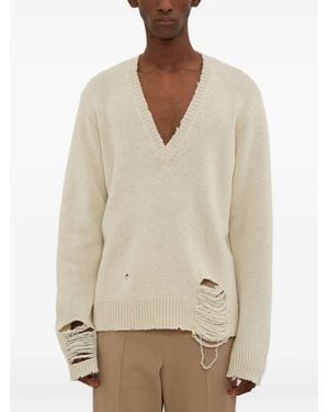 Maison Margiela Jersey con cuello en V estilo envejecido - Neutro