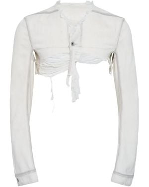 Rick Owens Temple Microworker Jack Met Gerafeld Effect - Wit