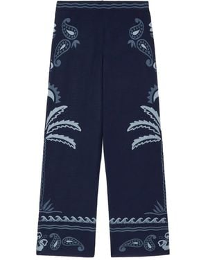 Alanui Pantalon Glimpse Of Eden À Motif Cachemire - Bleu