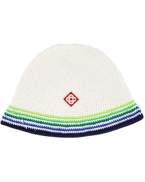 CASABLANCA Stripe Crochet Beanie Hat - Green