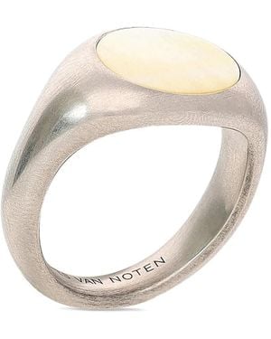 Dries Van Noten Siegelring Mit Schmuckstein - Weiß