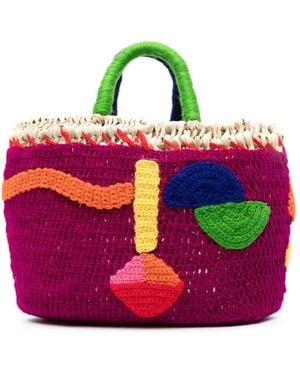 Eres Micro Besos Straw Tote Bag - Pink