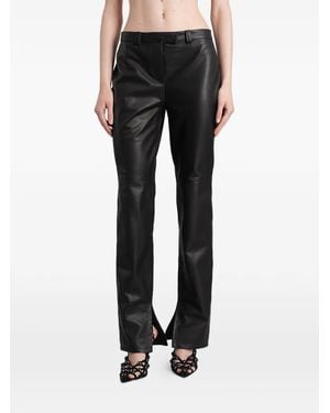 ANGELICA MONTINI STUDIOS Split-Hem Leather Trousers - Black