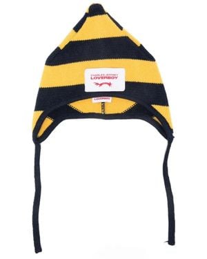 Charles Jeffrey Striped Beanie Hat - Yellow