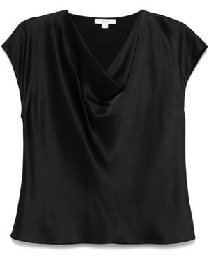 Vince Silk Cowl-Neck Blouse - Black