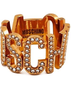 Moschino Crystal-Embellished Ring - Brown