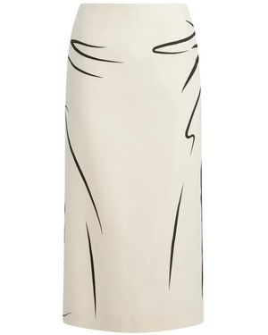 Moschino Printed Cotton Midi Skirt - Natural