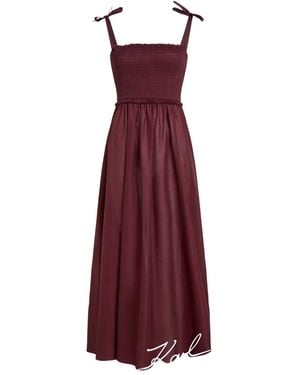 Karl Lagerfeld Smocked-Panel Signature Beach Dress - Purple