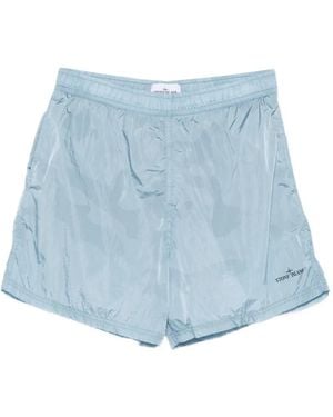 Stone Island Logo-Print Shorts - Blue