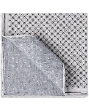 Brunello Cucinelli Geometric-pattern Silk Pocket Square - Gray