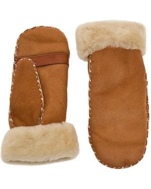 Agnelle Trim Strap Gloves - Brown