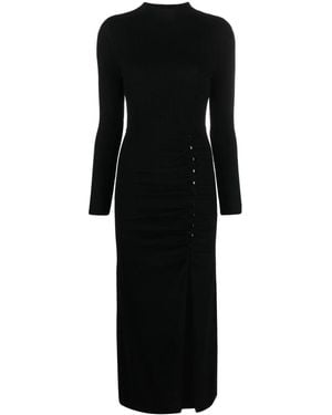 Sandro Gathered Knitted Maxi Dress - Black