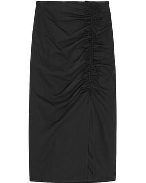 Ganni Midi Skirt With Ornamental Bows - Black