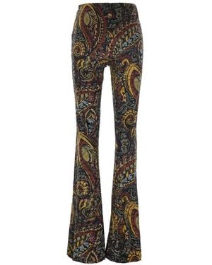 Etro Paisley-Print Flared Pants - Black