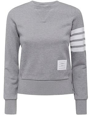 Thom Browne Sweatshirt Mit 4-Streifen-Logo - Grau