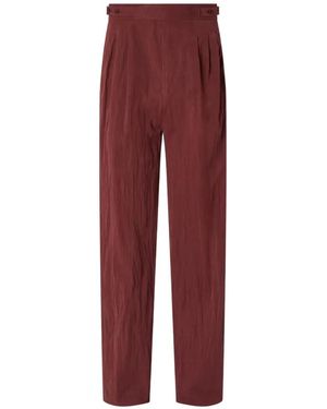 ZEGNA Pleated Cotton Trousers - Red